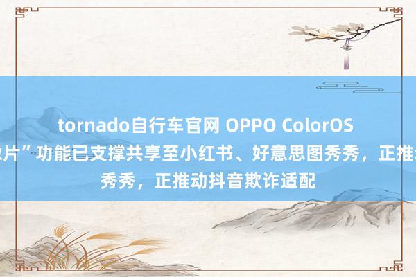 tornado自行车官网 OPPO ColorOS 15系统“实况像片”功能已支撑共享至小红书、好意思图秀秀，正推动抖音欺诈适配